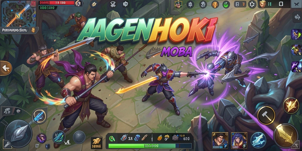 Gameplay seru AGENHOKI dengan aksi pertarungan MOBA.