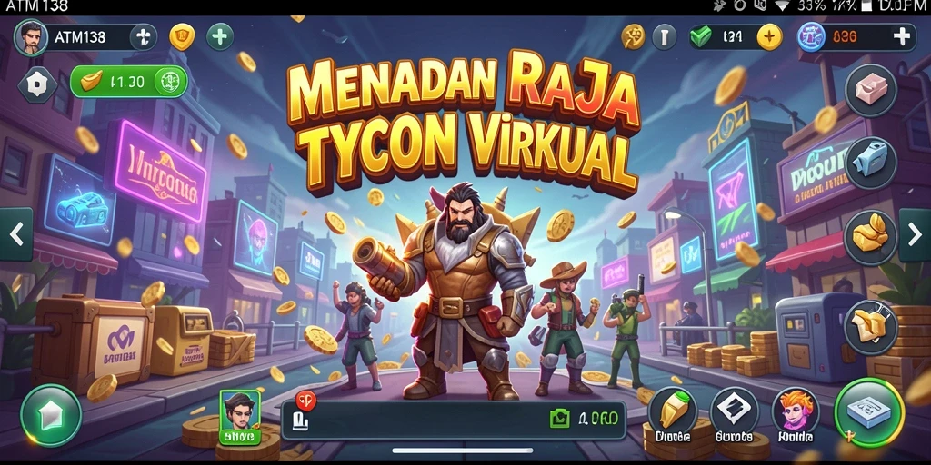 Screenshot gameplay ATM138 yang menunjukkan strategi bisnis yang seru.