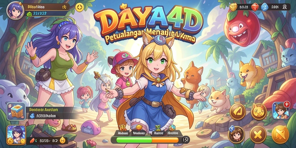 Tampilan gameplay DAYA4D yang menarik dengan aksi petualangan karakter anime.