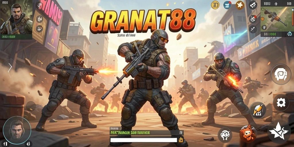 Tangkapan layar GRANAT88 menampilkan momen aksi intens dalam game Battle Royale.