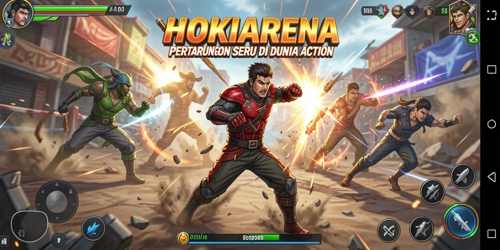 Tangkapan layar HOKIARENA menunjukkan pertarungan epik dalam arena.
