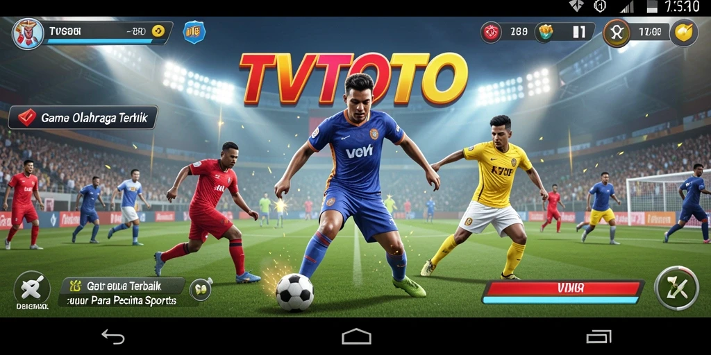 Screenshot utama gameplay TVTOTO menampilkan aksi seru dalam pertandingan olahraga.