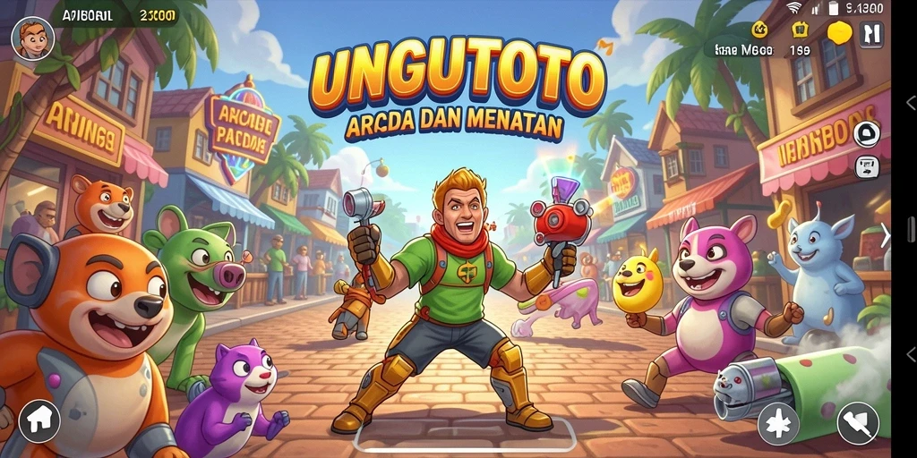 Tampilan gameplay menarik dari UNGUTOTO dengan karakter unik.