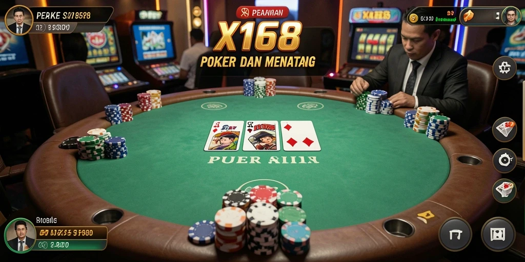 Tampilan permainan poker yang menegangkan dan menarik di X168.